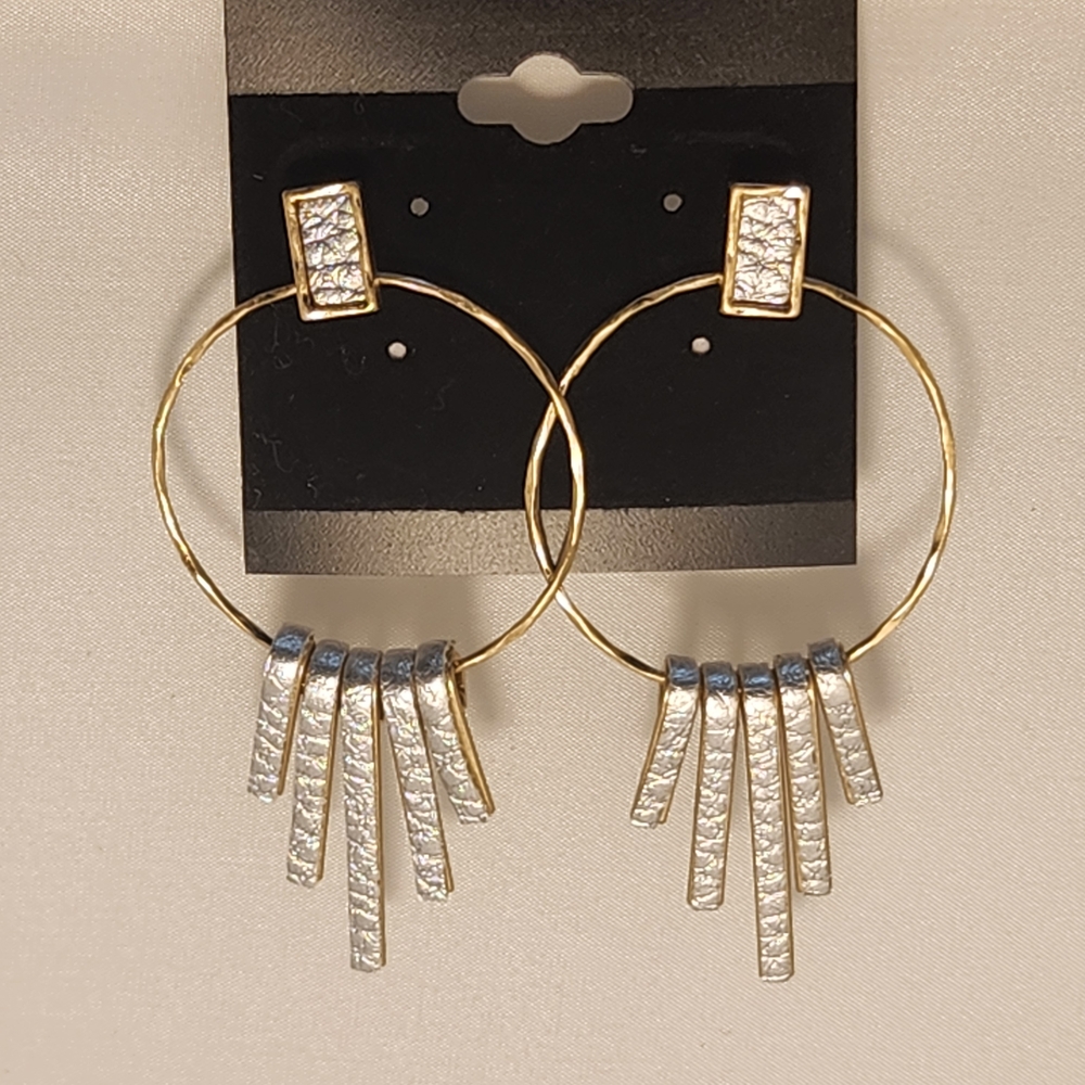 Chic Gold and Silver Dangle Earrings
